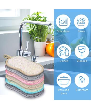 KisSealed 20 Pcs Scrub Sponge Pads Durable Dishes Cleaning Sponges for Kitchen Reusable Washing Up Cleaner Multiple Uses Scouring Power Scrubs for Dishwasher Sink Bathroom Counter Stove - Buy Online on SooperMarket.com
