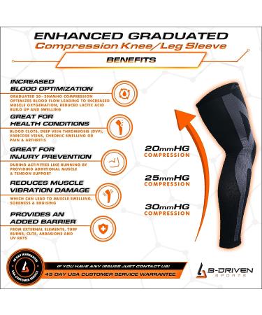 B-Driven Sports Full Leg Compression Sleeves - 20-30mmHG Medical Grade - Running and Recovery Support for Men and Women - Thigh, Calf, and Knee Compression - Size Medium - Buy Online on SooperMarket.com