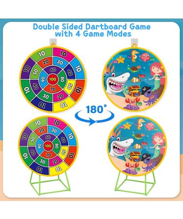 Dioju Dart Board for Kids - Double Sided Dartboard with 12 Sticky Balls | Indoor Outdoor Sport Toys for Boys & Girls | Target Action Game for Ages 3-12 | Perfect Birthday Party Gift - Buy Online on SooperMarket.com
