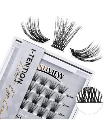 LASHVIEW Cluster Lashes,DIY Eyelash Extension 3D Extended Natural Look Reusable Glue Bonded Black Super Thin Band 24 Lash Clusters(0.07 mix Black Band-CRISS CROSS) MIX CRISS CROSS-Black