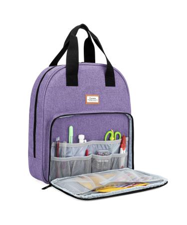 CURMIO Embroidery Bag  Portable Embroidery Project Storage for Embroidery Hoops  Floss  and Cross Stitch Supplies  Bag ONLY  Purple (Patented Design)