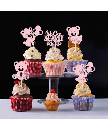 24PCS We Can Bearly Wait Cupcake Toppers Sparkling Balloon Bear Cupcake Toppers Little Bear Theme Baby Shower Decorative Supplies Gender Revealing Theme Children's Birthday Party Supplies Pink Pink3 - Buy Online on SooperMarket.com