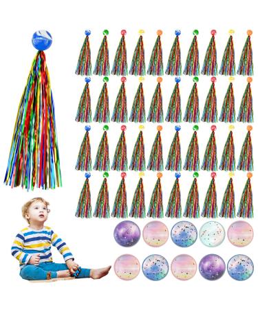 Wugu Bait balls for children rubber ball toys flummy with colored straps+ planet flummis springball flummy for my children's birthday/party/party souvenir guest gifts 40PC
