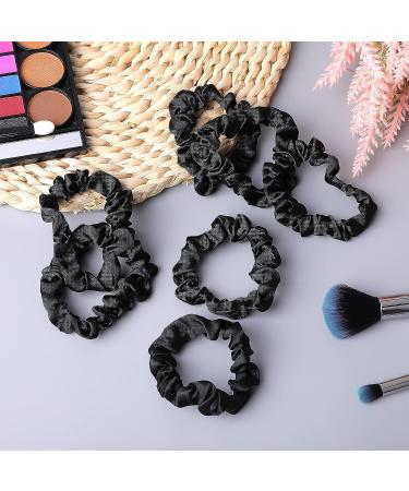 Lusofie 12Pcs Black Satin Hair Scrunchies - Elastic Silk Hair Ties for Women and Girls - 2.36 Inch Ponytail Holder - Buy Online on SooperMarket.com