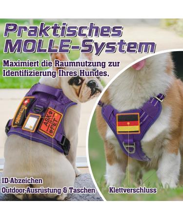 Rabbitgoo Adjustable Dog Harness for Medium Dogs - Durable Tactical Wear-Resistant with Metal Buckles & Handles - Perfect for Hiking (Purple M) - Buy Online on SooperMarket.com