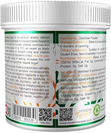 Dextrose Powder 250g Premium Quality - Vegan & Vegetarian Friendly | Non-GMO, Gluten-Free, Non-Irradiated | Recyclable Container | 250g (1 Pack) - Buy Online on SooperMarket.com