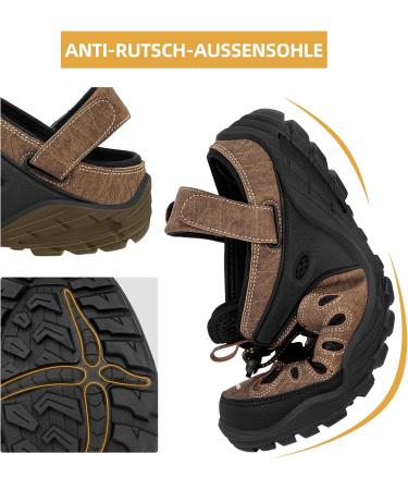 Outpro Men's Premium Sports Sandals - Waterproof Air Padding Hiking & Beach Sandals - EU Size 45 Black/Brown - Buy Online on SooperMarket.com
