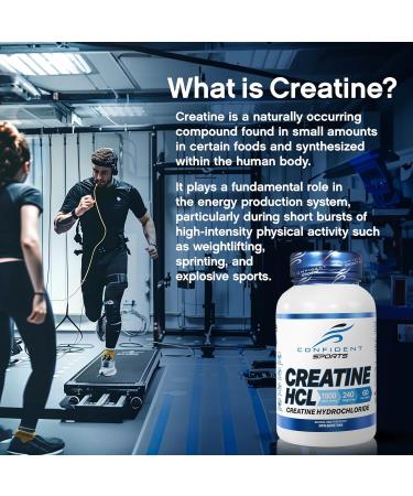 CONFIDENT SPORTS Creatine Supplement Capsules - 100% Pure Creatine HCL - Boosts Power Strength Muscle Mass Muscle Recovery Supplement - Pharmaceutical Grade Creatine Pills - 120 Count - 60 Servings 1 count (Pack of 1) - Buy Online on SooperMarket.com