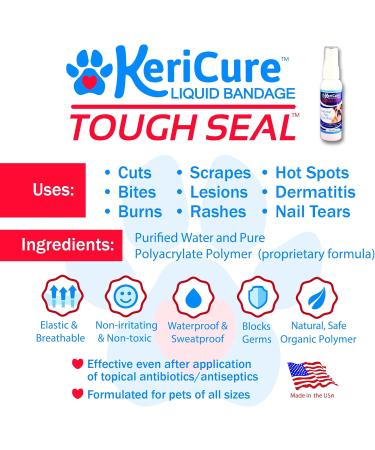 KeriCure Tough Seal Liquid Bandage and Hot Spot Spray Combo 2 Pack Small Animal Dog Cat Pet Spray on Liquid Bandage and Soothing Hot Spot Gel Spray Each 2oz Spray Bottles Soothe Protect & Heal - Buy Online on SooperMarket.com