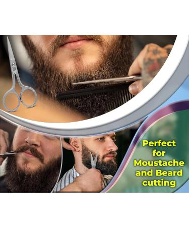 Arsuk 10.2 cm Professional Mustache & Beard Shears - Stainless Steel Nose Hair Cutter for Men | Precision Trimming & Shaping Scissors - Buy Online on SooperMarket.com