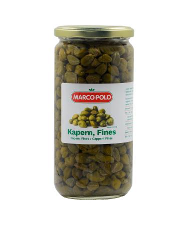 Hymor capers fines - 1x 450g glass - pickled capers in salt & vinegar as a spice for pizza and pasta for Vitello Tonnato in sauces such as K nigsberger Klopse on cattle tartar as pesto or dip 1 glass