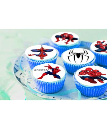 24 x Pre-Cut Spider-man 2 Edible Stand up Wafer/Rice Paper Cupcake Cake Toppers Birthday Party Spiderman Decorations