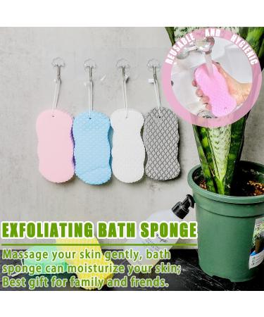 6Pcs Ultra Soft Bath Body Shower Sponges with Exfoliating Dead Skin Remover - Reusable and Super-Soft for Pregnant Women, Adults, and Children | Includes 6 Sticky Hooks - Buy Online on SooperMarket.com