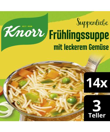 Knorr soup love spring soup for pasta soup with delicious vegetables without flavor enhancing additives and dyes 14 x 3 plates spring 750 ml (14 Pack)