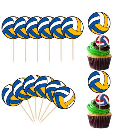 Rsstarxi 40 Pack Volleyball Cupcake Toppers Sports Ball Volleyball Game Player Cupcake Toothpicks Baby Shower Cake Decorations for Volleyball Game Theme Sports Kids Birthday Party Decorations Design 1 Volleyball