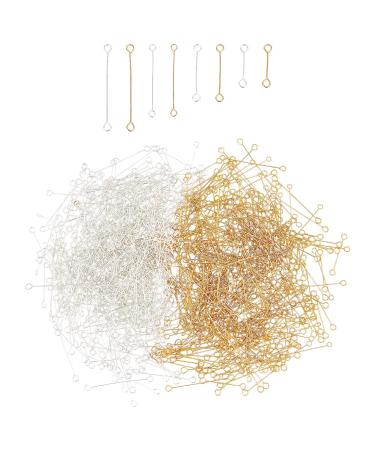 arricraft 840 Pcs 15/20/25/30mm Eye Pins 304 Stainless Steel Open Eye Pins Double Sided Eye Pins Multi-Size Loop Pins Headpins Findings for Jewelry Making Findings