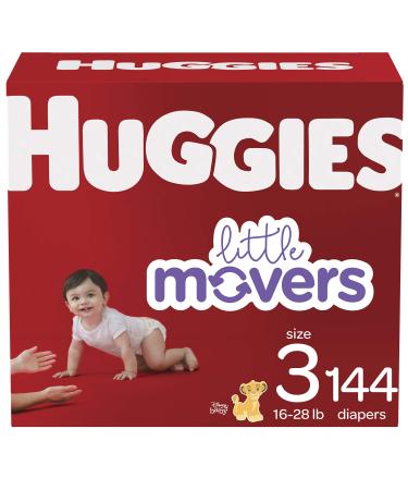 HUGGIES Diapers Size 3 - Huggies Little Movers Disposable Baby HUGGIES Diapers 144ct Mega Colossal Pack Size 3 (144 Count) Old