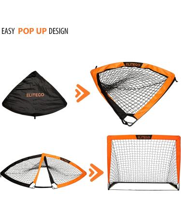 EliteGo Kids Soccer Goals Set of 2 - 4' x 3' Backyard Soccer Net in Orange - Buy Online on SooperMarket.com