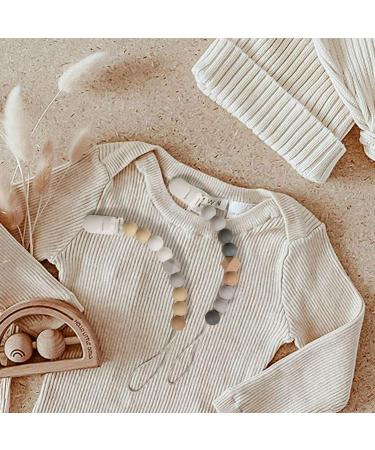Kowlone Dummy Clips - Soother Pacifier Chain Holder for Boys Girls Unisex Newborn Dummies (Grey Beige) - Buy Online on SooperMarket.com