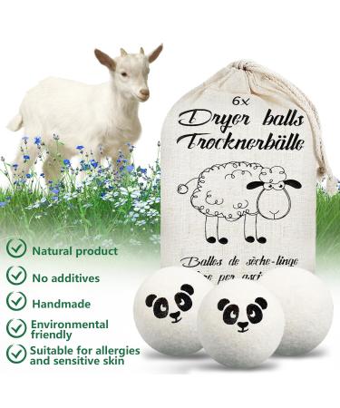 Maisitoo 100% Wool Dryer Balls - Natural Fabric Softener Reduces Wrinkles Antistatic 6 Reusable Tumble Dryer Balls for Faster Drying - Buy Online on SooperMarket.com