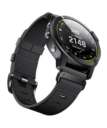 CUZOW Compatible with fenix 5 watch band for Fenix 5 Plus/Fenix 6/6 Pro/Instinct/Forerunner 945/Approach S60, 22mm Nylon Quick Release Watch Band Replacement, Black
