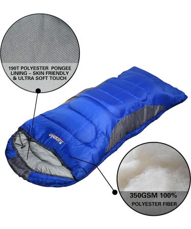 0 Degree Winter Sleeping Bag for Adults (450GSM) - 5F to 32F Temp Range, Waterproof, Portable, Compression Sack - Royal Blue, Ideal for Camping, Hiking, Backpacking - Big and Tall, 4 Season - Buy Online on SooperMarket.com