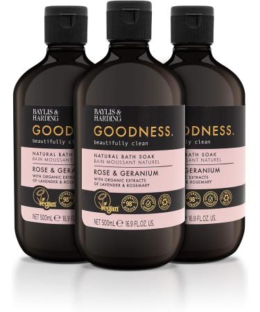 Baylis & Harding Goodness Rose & Geranium Toiletries Bundle - 6 x 500ml Hand Wash & Bath Soak - Vegan Friendly Hand & Bath Bundle - Buy Online on SooperMarket.com