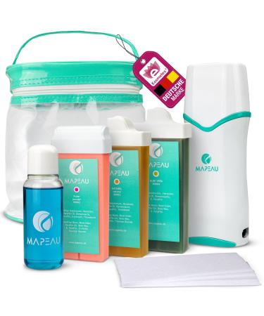 Waxing Set Kosmetex wax set cartridge heater 3x wax cartridges after oil fleece strips 7-piece wax cartridge set
