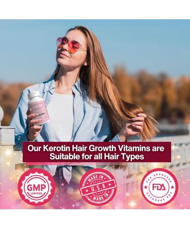 Worldwide Nutrition Kerotin Hair Growth Vitamins - Biotin DHT Blocker Supplement & Key Chain - 60 Count for Natural Hair Strength - Buy Online on SooperMarket.com