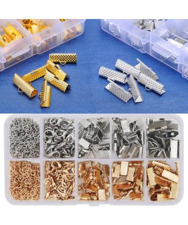 EuTengHao 440Pcs Ribbon Bracelet Kit - Jewelry Findings Supplies with Ribbon Ends, Lobster Clasps, Jump Rings - Gold and Silver - Buy Online on SooperMarket.com