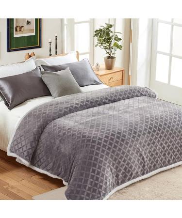 Inhand Sherpa Throw Blanket Twin Size 65x90 Grey - Cozy & Reversible Fleece Blanket for Couch Sofa Bed - Soft & Plush Lap Blanket - Buy Online on SooperMarket.com