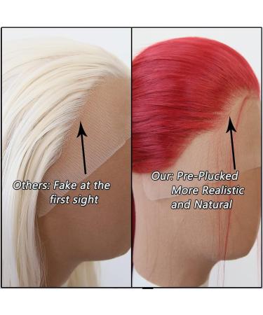 Towarm Dark Red Synthetic Lace Front Wig - Long Straight Heat Resistant Fiber Hair for Black Women - Cosplay/Daily Wear - Red - Buy Online on SooperMarket.com