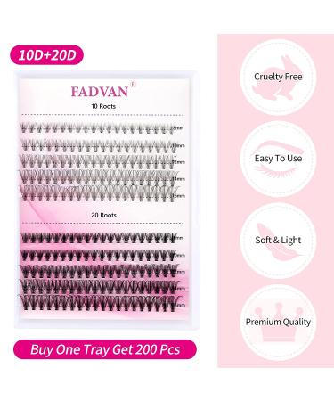 D.I.Y. Eyelash Extension Kit | 200 Roots Lash Clusters | D Curl | 8-16mm | Mixed Tray | Melt Flare | Natural Individual Lashes | Reusable False Lashes | 10D+20D Roots | 10P+20P Cluster | 0.07-D | 8-16mm - Buy Online on SooperMarket.com