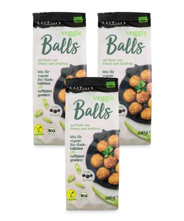 Spicy Lotao Veggie Balls - 3x100g Mix for vegan fricades |Vegan meat replacement for boulettes brats wood balls from pea protein + jackfruit |Vegan organic food without additives 3x chopping balls dry mix
