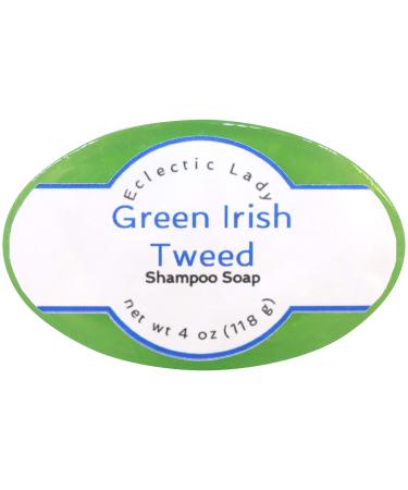 Green Irish Tweed Shampoo Soap Bar By Eclectic Lady with Pure Argan Oil Silk Protein Honey Protein and Extracts of Calendula Flower Aloe Carrageenan Sunflower - 4 oz Bar