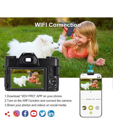 iSHARE 4K Digital Camera for Photography | 48MP FHD Video Camera with WiFi | 3 Flip Screen | 16X Digital Zoom | Vlogging Camera for YouTube | (32G Micro Card) Black - Buy Online on SooperMarket.com