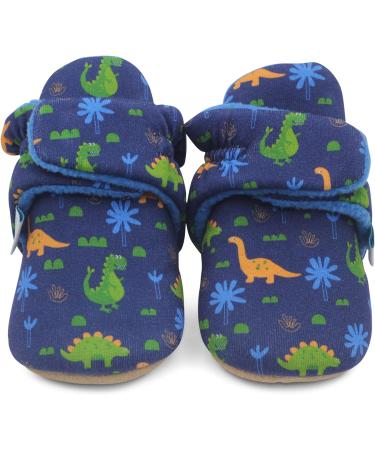 Dotty Fish Cotton Baby Booties | Suede Sole, Fleece Lining | Non-Slip Pram Shoes for Boys, Girls, Unisex | 12-18 Months Navy Blue Dinosaurs - Buy Online on SooperMarket.com