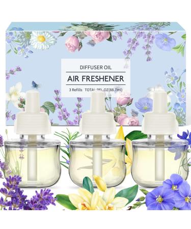 SCENT-HI 3 pieces of electrical air-fresh fragrance plugs refill for fragrance plugs linen lavender vanilla 29ml compatible with Air-Wick Mix