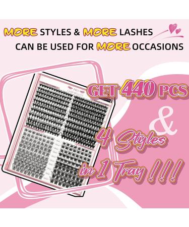 PRO 440 Pcs Cluster Lashes 4 Styles Lash Clusters DIY Eyelash Extension 30D 40D Individual Lashes Thin Band Easy to Apply at home Lashes(4 Styles 8-16mix) 8-16 mix 4 Styles (440 Pcs) - Buy Online on SooperMarket.com