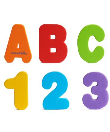 Munchkin Learn Baby Bath Foam Letters & Numbers Mess-Free Baby Bath Toys & Shower Toys Sticks on Tiles & Porcelain Creative Toddler Bath Toys Removable Kids Bath Toys - Set of 26 Floating Letters Primary