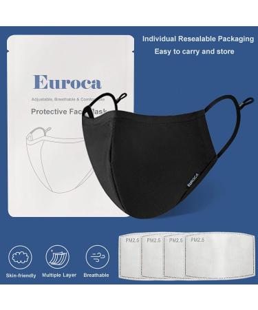 Euroca Cloth Face Mask 4 Layer Reusable Washable Adjustable For Adult Mens Womens Teens -4 Filters included Burgundy - Buy Online on SooperMarket.com