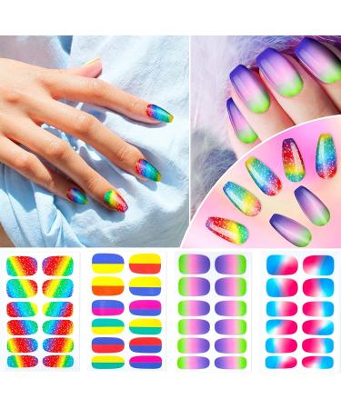 Gradient Color Nail Wraps 8 Sheet Set with Nail File & Scissors - Multicoloured Nail Art Strips for Women & Girls - Buy Online on SooperMarket.com
