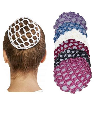 Youu 6 pieces Dutt Network Hair Network Bun Hairstyle Aid Fabric Knot Network For Gymnastics Rhythmic Sport Gymnastics Ballet Riding Figure Charge Dance Knot Network
