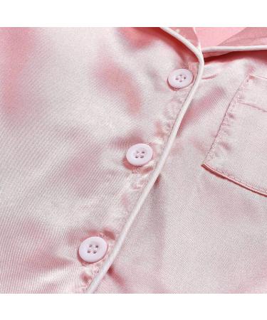 Verve Jelly Kids Satin Pajama Set | Long Sleeve Button Down Sleepwear | 2-Piece Outfit | Pink | 3-4 Years - Buy Online on SooperMarket.com