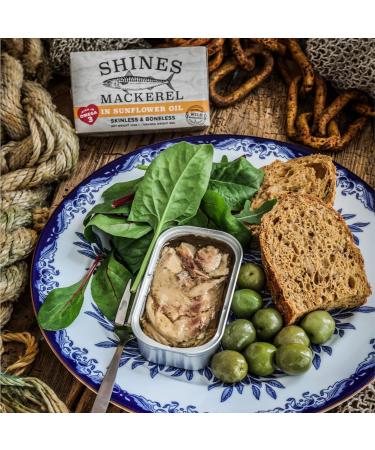 10 Pack of Shines Wild Mackerel in Sunflower Oil - Skinless & Boneless - Canned Fish High in Omega 3-10 x 125g Cans - Buy Online on SooperMarket.com