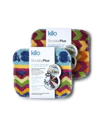 Kilo LSET24 Scrubby Plus-Non-Scratch Scourer with Delicate Cleaning Cloth Side Multi-Purpose-Set of 2 Colour One Size 17x14cm Set of 2