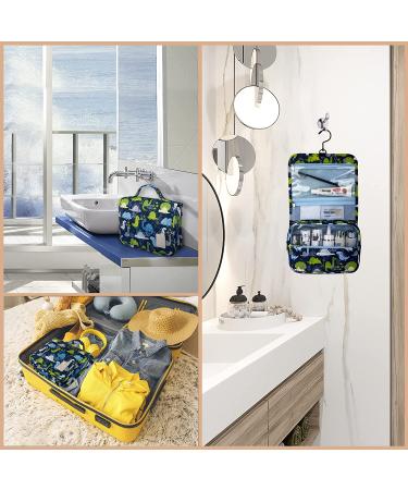 Men's Hanging Travel Toiletry Kit Bag - Waterproof Organizer with Dinosaur Cartoon Design - Blue - Buy Online on SooperMarket.com