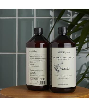 Read The Label - Eucalyptus Dives & Geranium - Natural Laundry Liquid with Pure Essential Oils - Cleanses Purifies and Uplifts - Natural Plant-Powered - Up to 35 Washes - 1000ML - Buy Online on SooperMarket.com