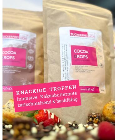 Cocoa Drops White 500g - Sugar-Free White Chocolate Drops with Erythritol & Stevia - 70% Less Sugar Calorie-Conscious Treats - Buy Online on SooperMarket.com