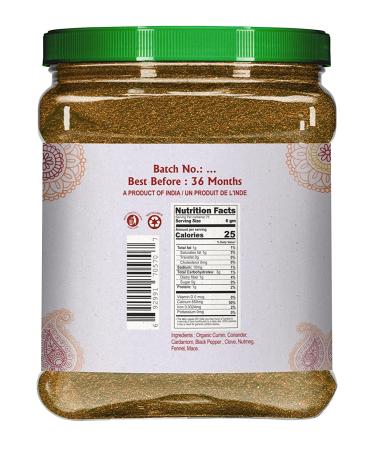 Jiva Organics Organic Garam Masala Powder 1lb Bulk Jar - Non-GMO, Salt-Free Indian Spice Blend - Buy Online on SooperMarket.com